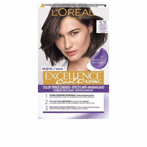 Permanent Colour Creme L'Oreal Make Up Excellence Cool 5.11-castaño