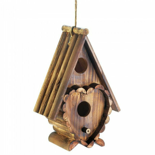 Songbird Valley 10018410 Wood Cottage Heart A-Frame Bird House