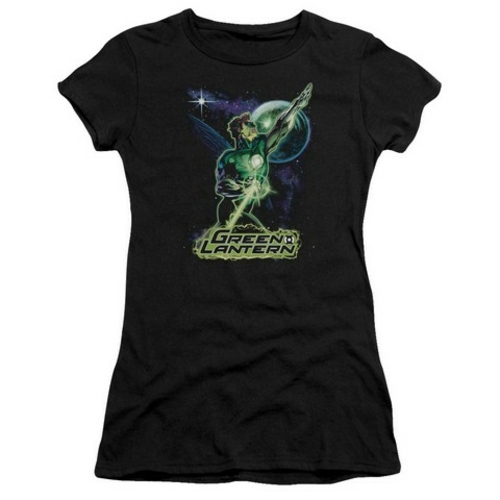 Jla-Hal Galaxy Short Sleeve Junior Sheer Tee, Black - Medium
