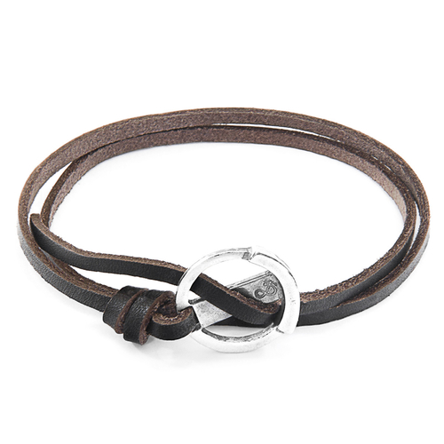 Dark Brown Ketch Silver & Leather Bracelet