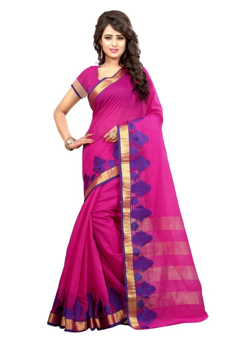 Generic Women's Cotton  Saree(Pink, 5.5-6 Mtr)