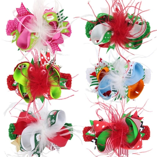 Baby Girls Christmas Ornaments Bowknot Hairpin