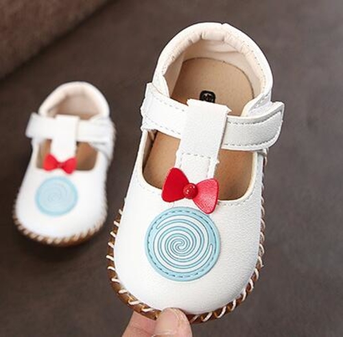 2019 new style cute bow pu leather baby girls