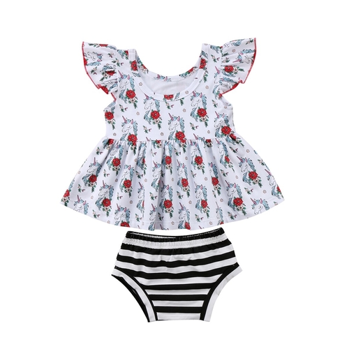 Infant Newborn Baby Girls Floral Dress+Pants