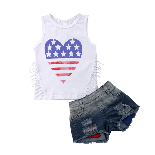 Toddler Baby Kids Girls Tops Vest+Shorts