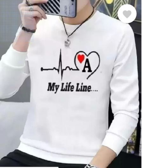 Men Printed, Typography Round Neck Polyester White T-Shirt L