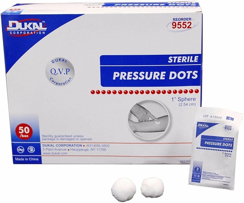 Dukal Pressure Dots 1". Pack of 1000 Non-Woven Gauze Spheres for