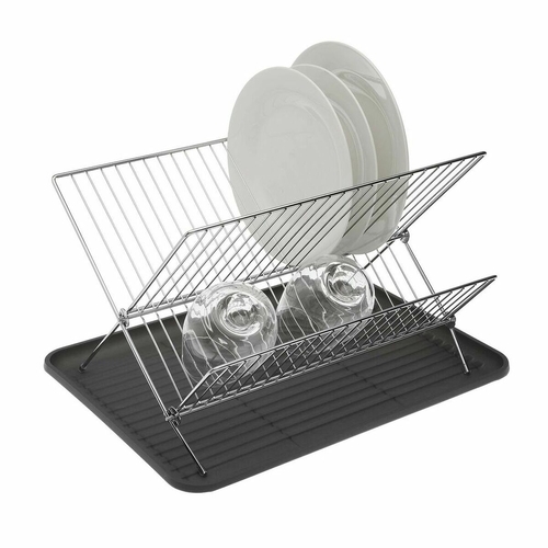 Draining Rack for Kitchen Sink Versa Lenny Plates Grey Steel Iron