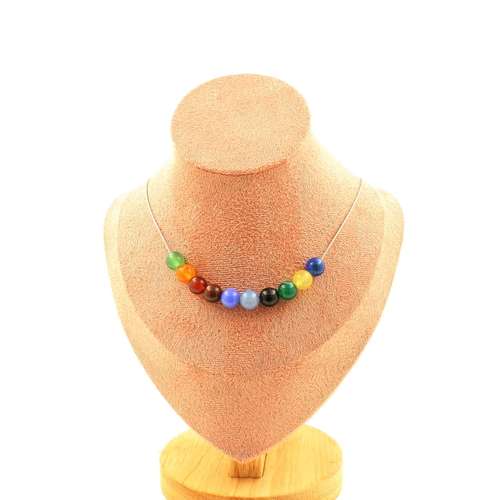 Multicolored Agate 10 beads necklace 8 mm.