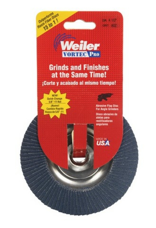 Weiler 30830 4.25 in. 80 Grit Vortec Pro Abrasive Nutted Flap Disc