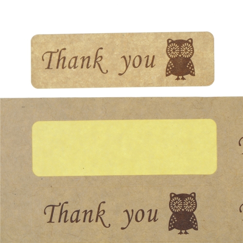 10 Sheets Owl Thank You Seal Sticker Label Kraft