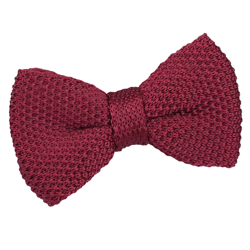 Plain Knitted Pre-Tied Bow Tie - Boys - Burgundy