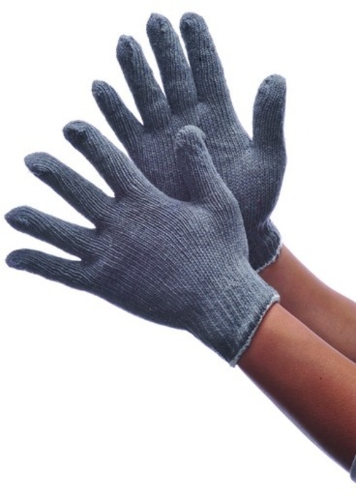 Gray String Knit Gloves Medium