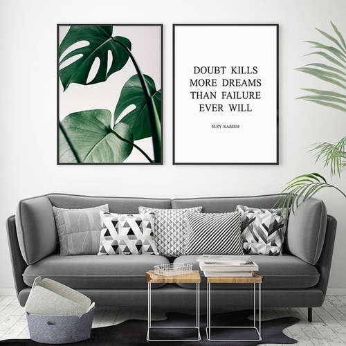 Green Monstera Print Tropical Leaf Poster Wall Art