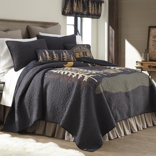 American Heritage Textiles Z61206 90 x 90 in. Moonlit Cabin 3 Piece Co