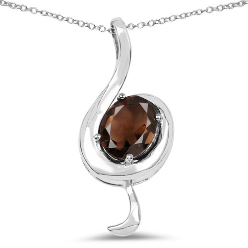 2.30 Carat Genuine Smoky Quartz .925 Sterling Silver Pendant