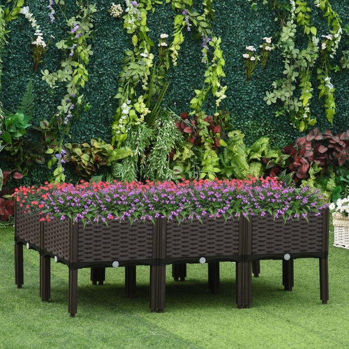 Outsunny 6-piece PP Raised Flower Bed Stackable Vegetable Herb Grow