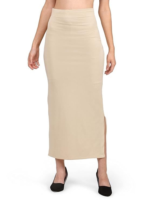 Women Lycra Saree Shapewear Petticoat Color BEIGE Size XL