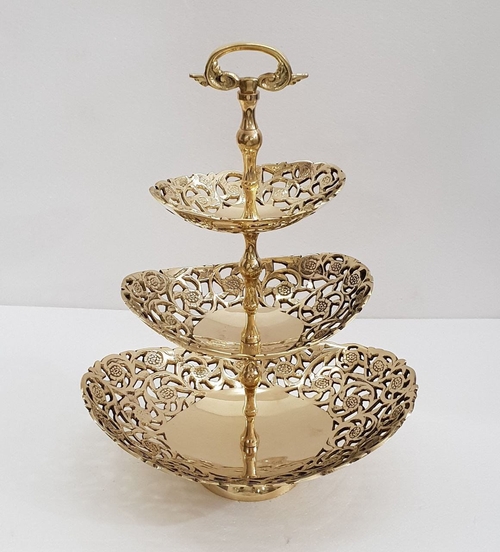 Golden Tray Cake Stand Brass, For Home, 