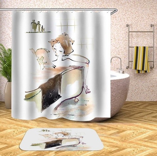 Bathing With A Book Drawing Shower Curtain