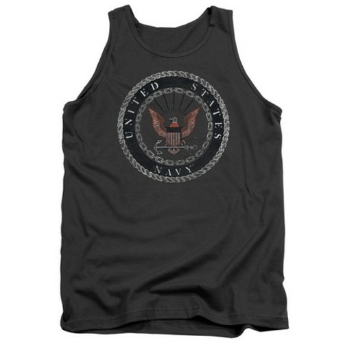 Trevco Navy-Rough Emblem Adult Tank Top, Charcoal - 2X