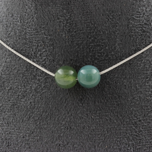 Moss Agate 2 beads 8 mm necklace.