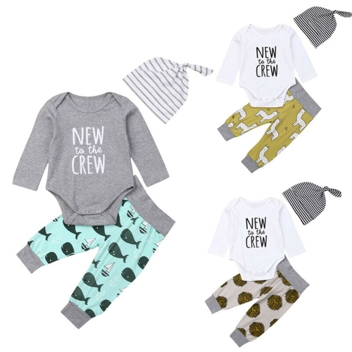 0 24M Baby 3Pcs Outfits Babies Boy Long Sleeve