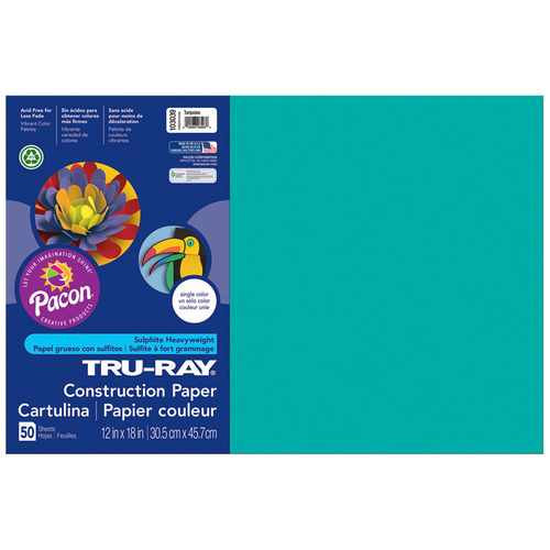 Pacon PAC103039-5 12 x 18 in. Tru Ray Turquoise Construction Paper - 5