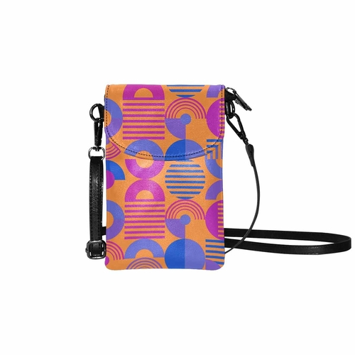 Small Cell Phone Purse - Orange and Blue Geometric Print - S1817