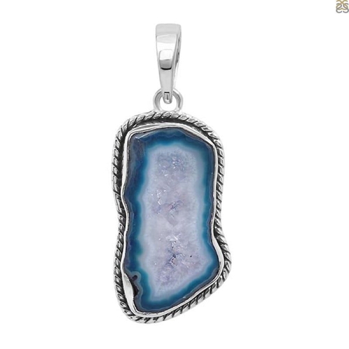 White Centre Agate (Blue) Pendant-SP Artificial