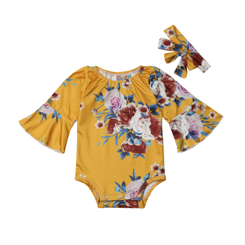 0-24M Newborn Baby Lovely Girl Long Bell Sleeve