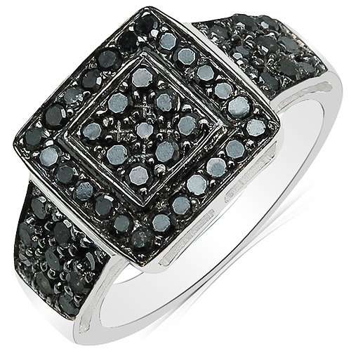 0.77 Carat Genuine Black Diamond .925 Sterling Silver Ring