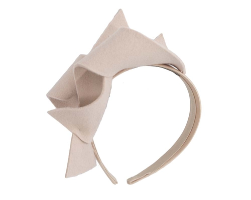 Beige felt twisted fascinator headband