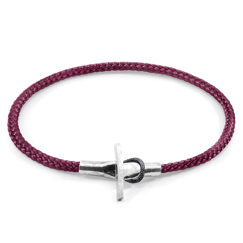 Aubergine Purple Cambridge Silver and Rope Bracelet