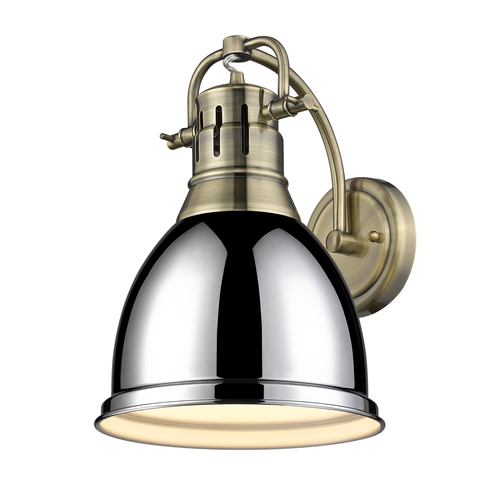 Golden Lighting 3602-1W AB-CH Duncan 1 Light Wall Sconce in Aged Brass