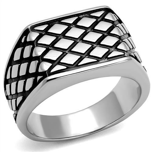 Men High Polished Stainless Steel Ring with Epoxy in Jet - Size 11