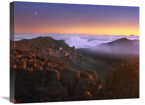 Global Gallery GCS-396741-1824-142 18 x 24 in. Sunrise & Crescent Moon