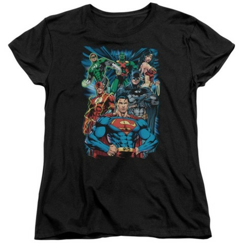 Trevco Jla-Justice Is Served Short Sleeve Womens Tee- Black - Large