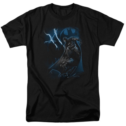 Trevco Batman-Lightning Strikes - Short Sleeve Adult 18-1 Tee - Black&