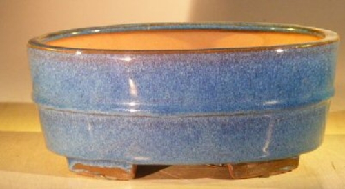 Blue Ceramic Bonsai Pot - Oval Professional Series 10" x 8" x 4"