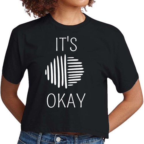 Womens Cropped Graphic T-shirt - Say it Soul - its Okay - White Line A