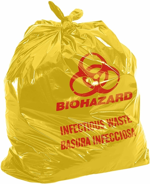 Yellow Disposable Biohazard Bags 37 x 50, Water-Resistant Polyethylene