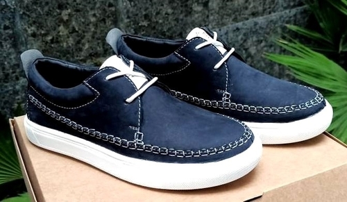 Nubuck Leather Classic Sneakers For Men (Size-UK10)(Color-BLUE)