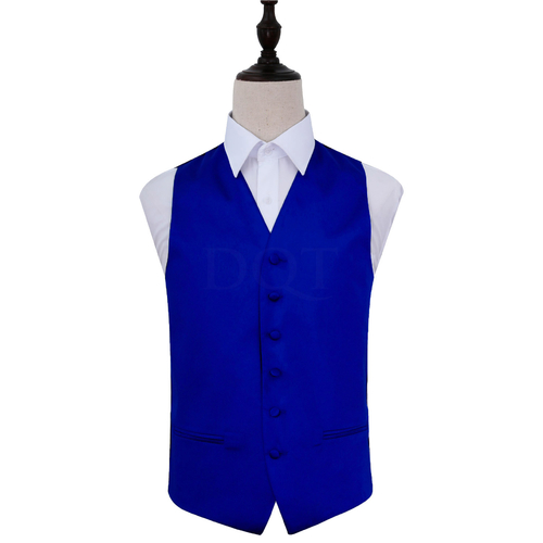 Plain Satin Waistcoat - Royal Blue, 48'