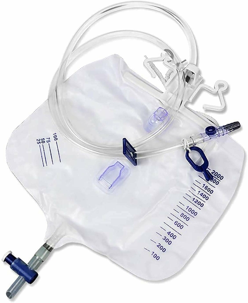 Pack of 60 Urinary Drainage Bags with Anti-Reflux Drip Chamber 2000