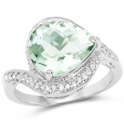 3.76 Carat Genuine Green Amethyst and White Topaz .925 Sterling Silver