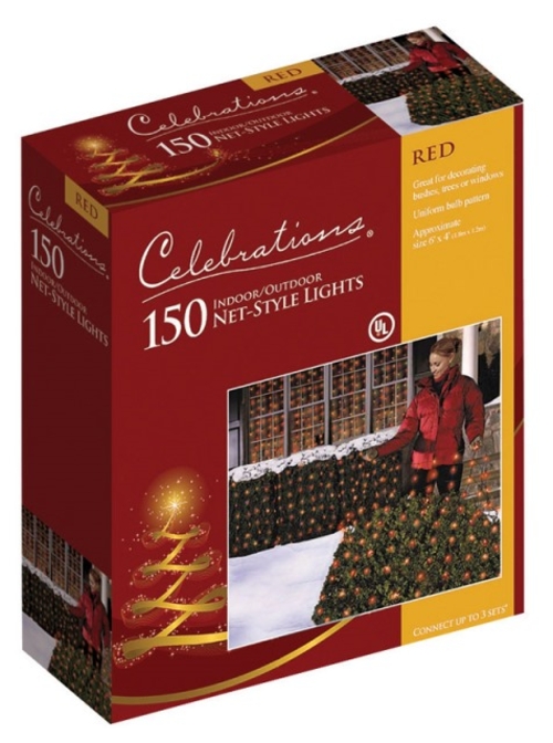 Celebrations 48953-71 150 Red Commercial Net Lights  4 x 6 ft.
