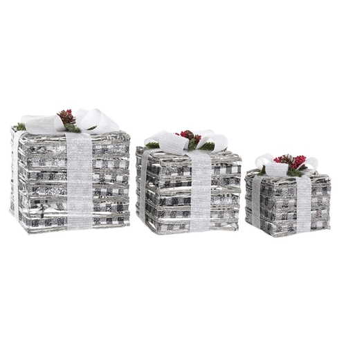 Set of decorative boxes DKD Home Decor LED White Red Green Silver