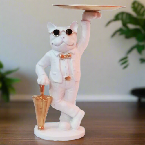 ALiLa Dog Statue with Golden Plate Showpiece