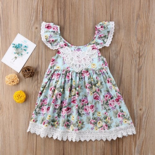 Kids Baby Girl Sleeveless Backless Dress Lace